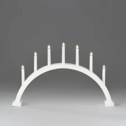 Adventsstake 7 armet buet - Hvit