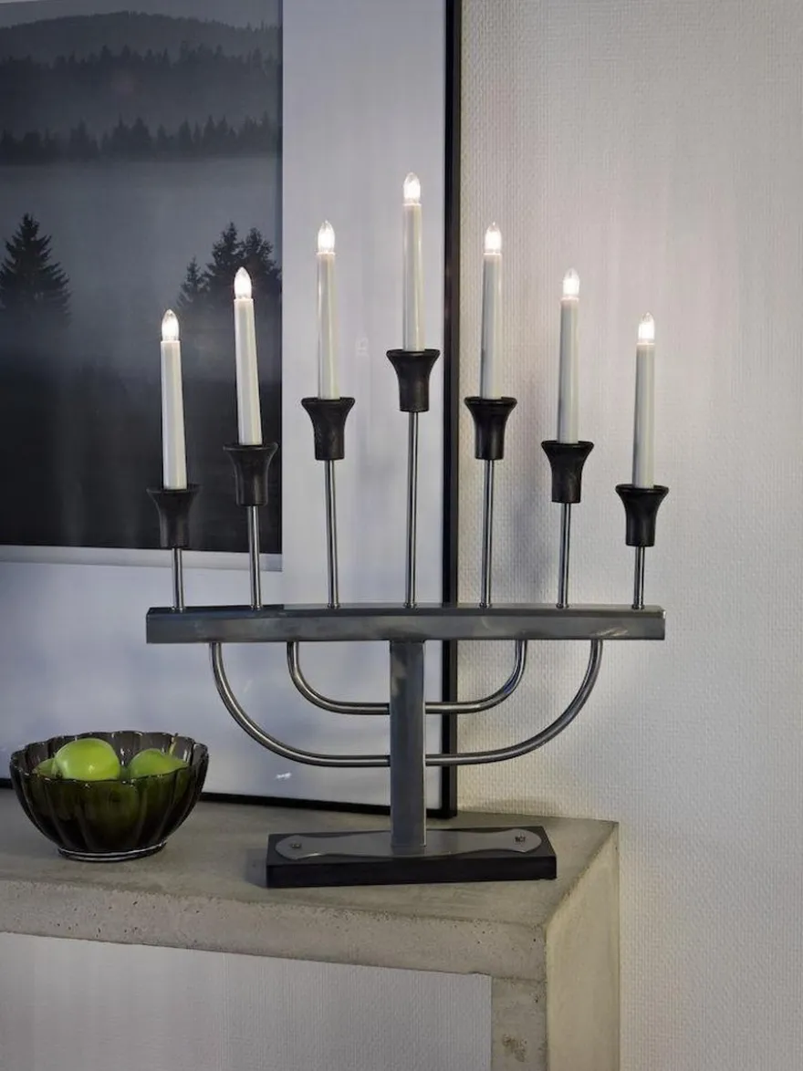Adventsstake 7 armet ubehandlet metall