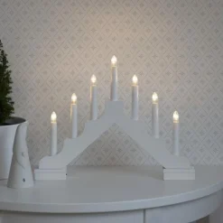 Adventsstake 7 lys på batteri - Hvit