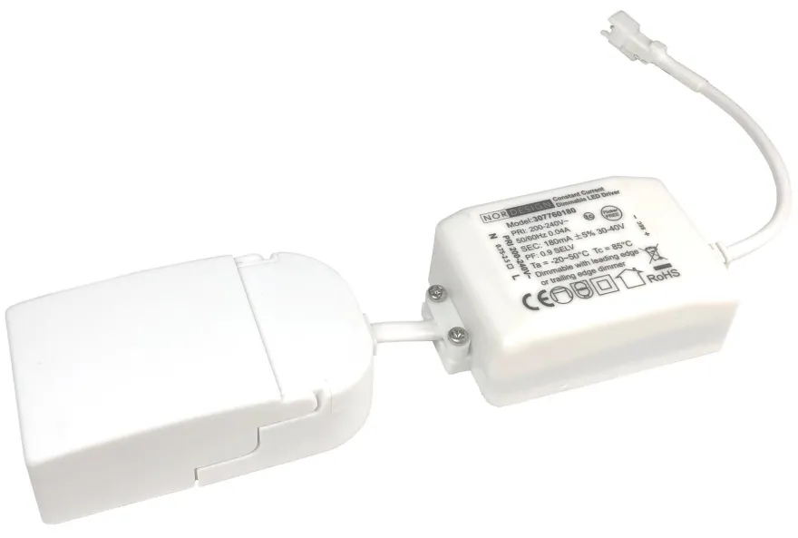Aria D90 lavtbyggende downlight 7W 2700K IP44 m/flicker free driver dimbar - Hvit