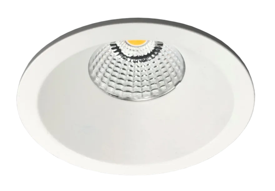 Aria D90 lavtbyggende downlight 7W 2700K IP44 m/flicker free driver dimbar - Hvit