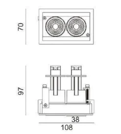 Aria mini flex K2 downlight justerbar 2x5W 2700K RA90 Dimbar - Svart