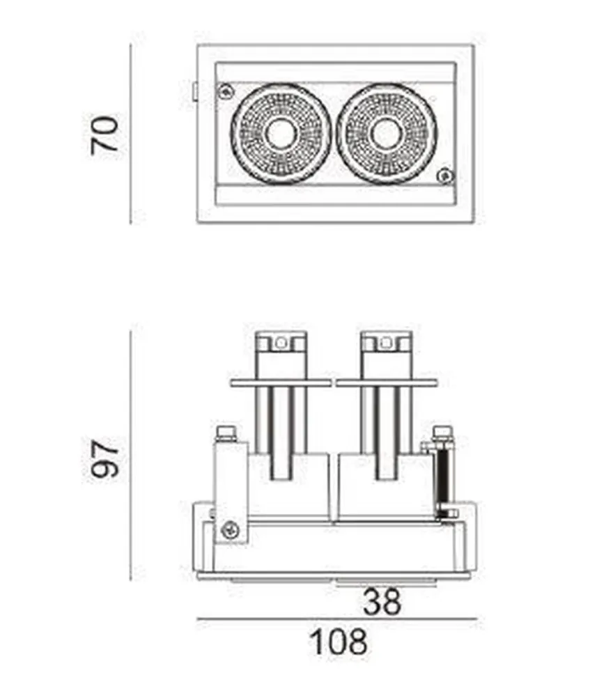 Aria mini flex K2 downlight justerbar 2x5W 2700K RA90 Dimbar - Svart