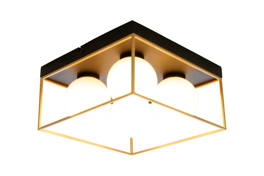 Astro taklampe 28x28 - Svart/opal/gullfarget