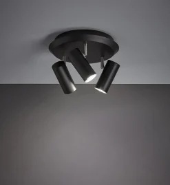Barcelona taklampe Svart 3 spotter - Svart