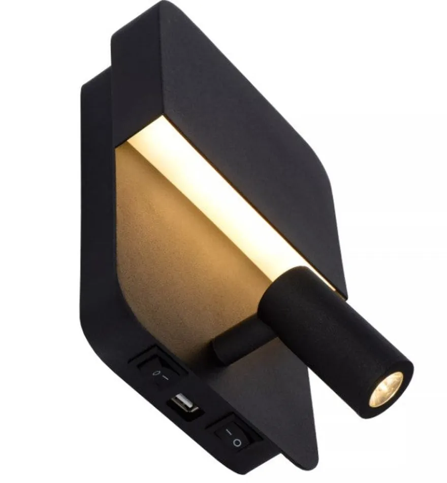 Boxer vegglampe 10W 3000 Kelvin m/USB - Svart