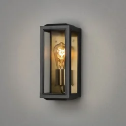 Carpi vegglampe utendørs H30 cm IP44 - Svart/Messing