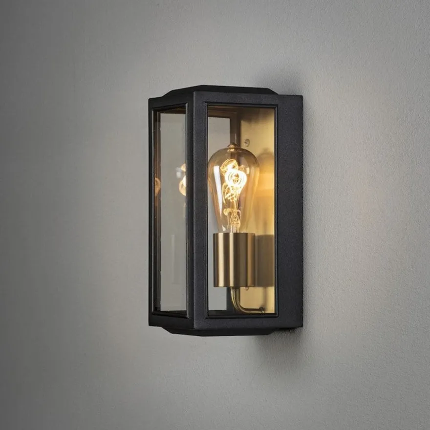 Carpi vegglampe utendørs H30 cm IP44 - Svart/Messing