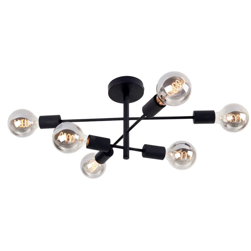 Cross taklampe 6 lys - Svart