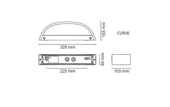 Curve direct vegglampe ned 10W 2700 Kelvin dimbar IP65 - Hvit