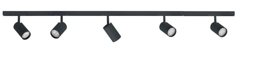 Designline Tube komplett 1.9 meter spotskinne med 5 spotter GU10 - Svart