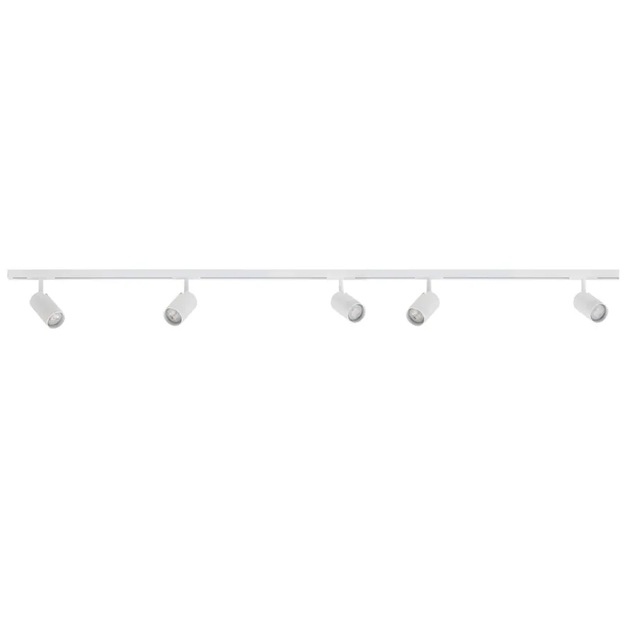Designline Tube komplett 1,9 meter spotskinne med 5 spotter GU10 - Hvit