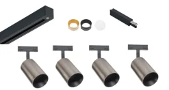 Designline Tube Pro komplett 1.9 meter spotskinne med 4 spotter GU10 - Svart/Titanium