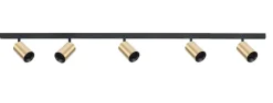 Designline Tube Pro komplett 1.9 meter spotskinne med 5 spotter GU10 - Svart/Messing