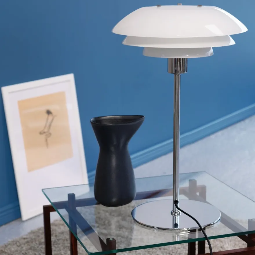 DL31 bordlampe - Krom/Opal glass