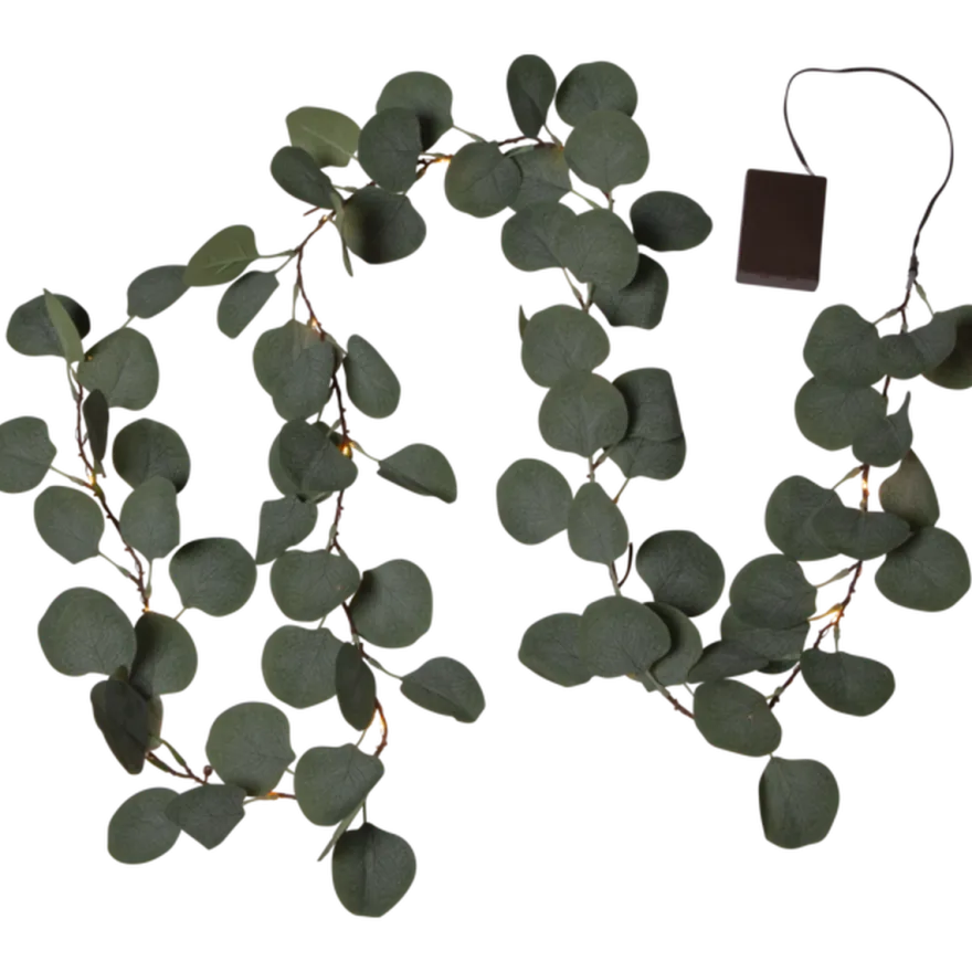 Eukalyptus dekorslynge med lys