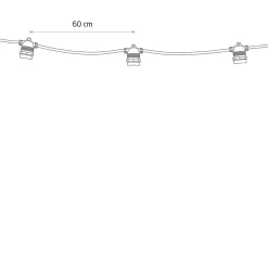 Garden Garland utendørs lysslynge 9 meter 15 lys IP65 ekstra slynge - Svart