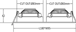 Georgia 360 lavtbyggende downlight dobbel 2x7W 3000K RA97 Dimbar IP44 - Hvit