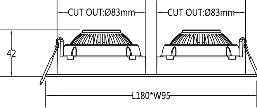 Georgia 360 lavtbyggende downlight dobbel 2x7W 3000K RA97 Dimbar IP44 - Svart