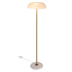Glossy gulvlampe - Hvit/Marmor/Messing