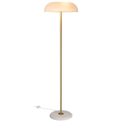 Glossy gulvlampe - Hvit/Marmor/Messing