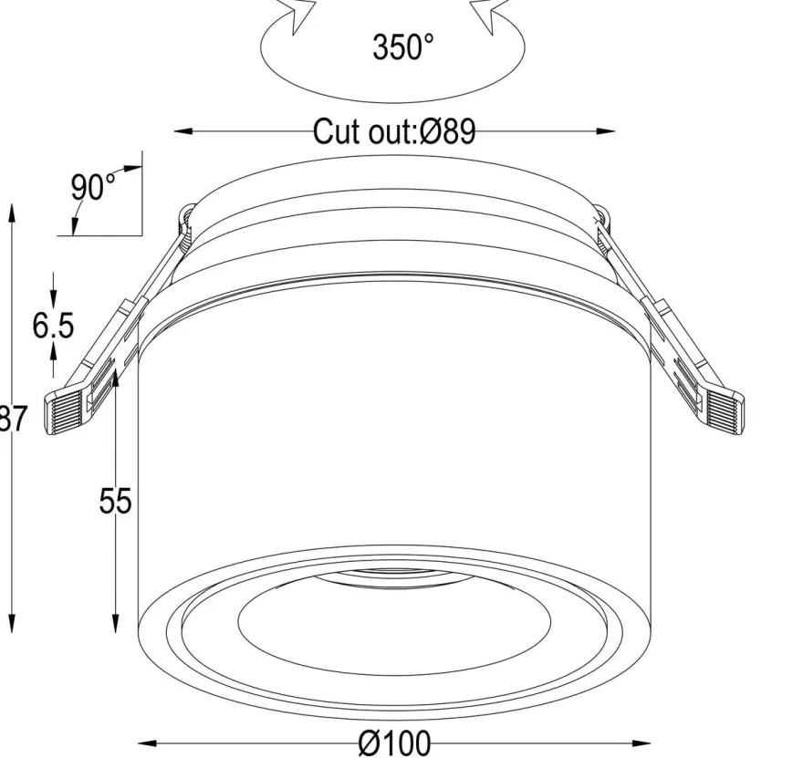Glow K1 100 recessed downlight 13W 2700/3000 kelvin