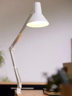Jensen bordlampe m/bordklemme og veggfeste - Hvit