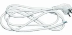 Ledning med vinklet plugg 3 meter 3x0,75 mm jordet - Hvit