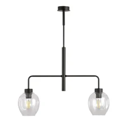 Lukka takpendel 2 lys- Svart/Klart glass
