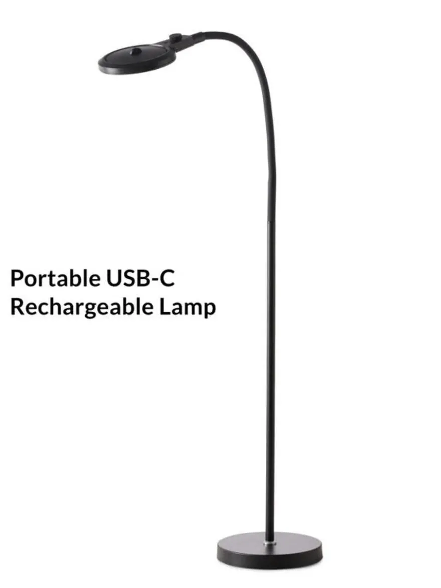 Magni portabel oppladbar gulvlampe med forstørrelsesglass