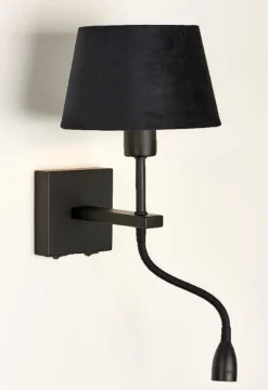 Mango vegglampe lesearm m/skjerm - Svart