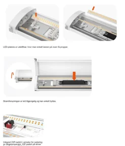 Mega Batten lysarmatur 40W 3000/4000K IP44 - 122 cm