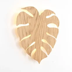 Monstera wood vegglampe