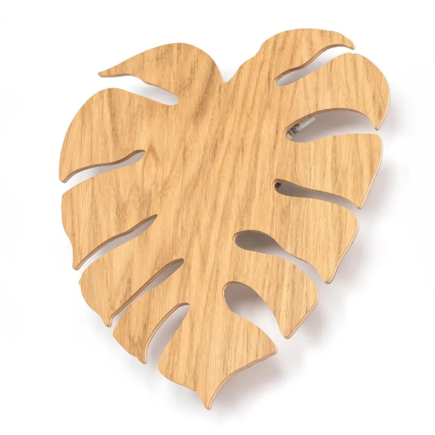 Monstera wood vegglampe