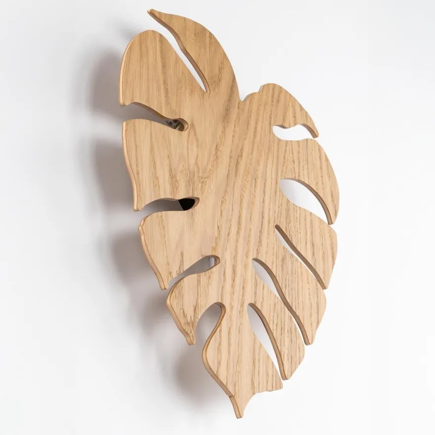Monstera wood vegglampe