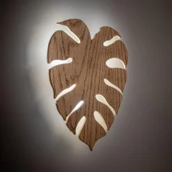 Monstera wood vegglampe