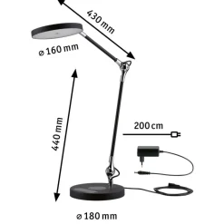 Numis skrivebordslampe 11W 2700-6500 Kelvin 3-step dim - Trådløs lader for mobil