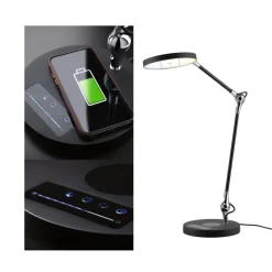 Numis skrivebordslampe 11W 2700-6500 Kelvin 3-step dim - Trådløs lader for mobil