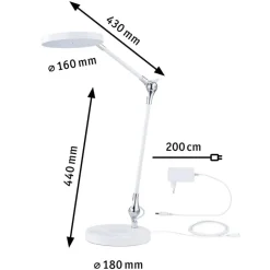 Numis skrivebordslampe 11W 2700-6500 Kelvin 3-step dim - Trådløs lader for mobil