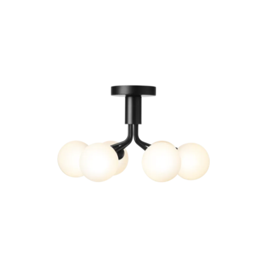 Nuura Apiales 6 taklampe satengsort / opal glass