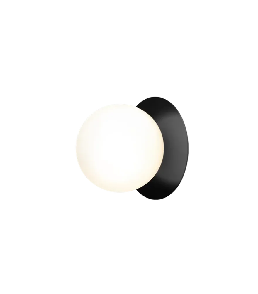 Nuura Liila 1 vegglampe/taklampe - medium - svart / opal glass