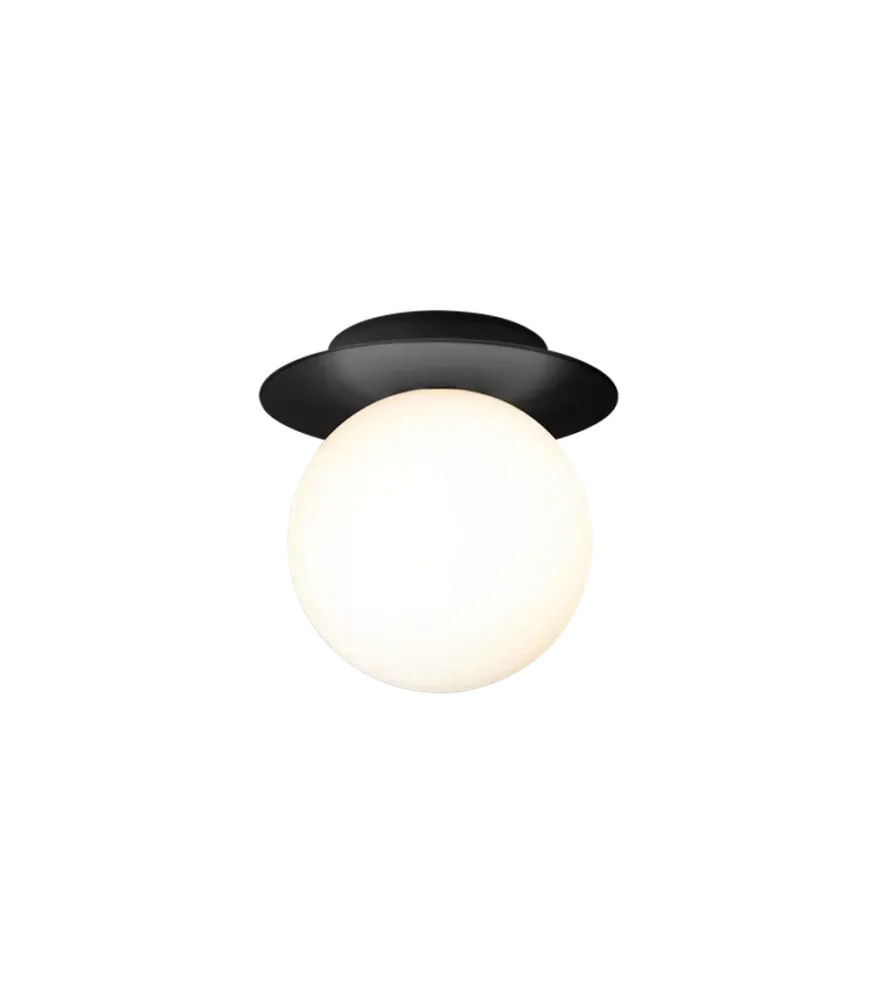 Nuura Liila 1 vegglampe/taklampe - medium - svart / opal glass