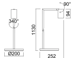 Oz K1 gulvlampe - Svart/Gullfarget