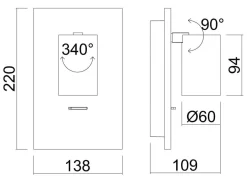 Oz K1 vegglampe m/USB - Hvit/Svart