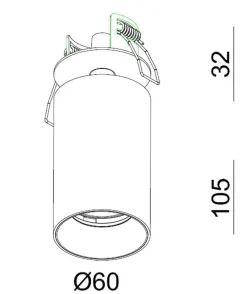 Oz Recessed downlight spot - Svart/Messing