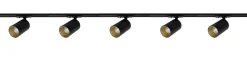 Oz spotskinne 5 spotter 2 meter - Svart/Gull