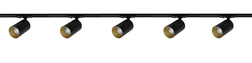 Oz spotskinne 5 spotter 2 meter - Svart/Gull