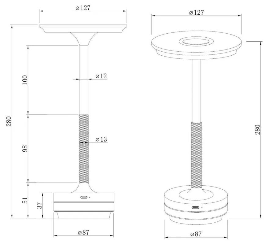 Pamir bordlampe 3W IP20 - Oppladbar