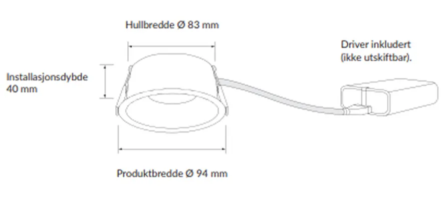 Plejd smart lavtbyggende spot / downlight 2200-4000K IP44 8W RA90