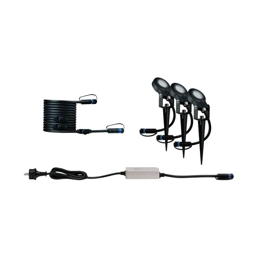 Plug & Shine Sting spot med spyd 6,4W 3000 Kelvin IP67 - 3 pakning startsett